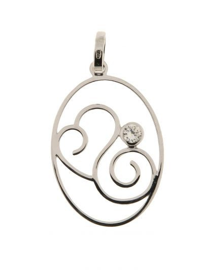 Pendentif coeur Oxyde de zirconium en Or Blanc 750