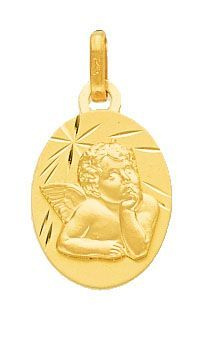 M�daille bapt�me ange en Or jaune 750
