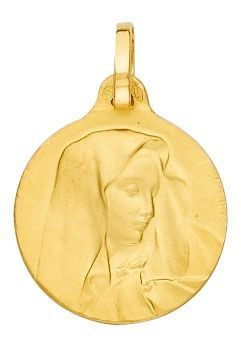 M�daille bapt�me vierge en Or jaune 750