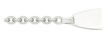  Gourmette b&eacute;b&eacute; en Or Blanc 750/1000, maille for&ccedil;at ronde 2,5mm, longueur 15cm Plaque 2cm de long par 7mm de large.Anneau interm&eacute;diaire &agrave; 12.5cm.