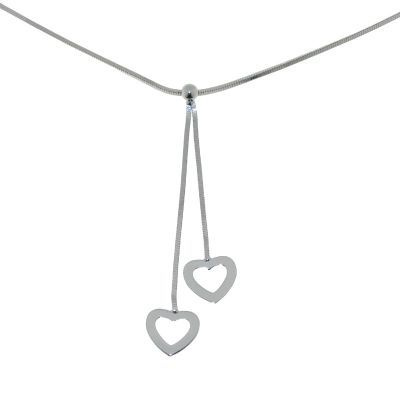 Collier Fantaisie Argent et pendants coeurs
