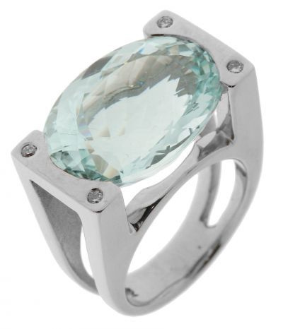 Bague Or  Aigue Marine et Diamants