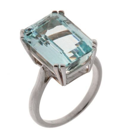 Bague Aigue Marine Or Blanc