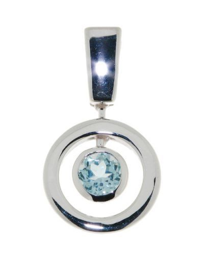 Pendentif Argent Topaze Bleue Trait�e