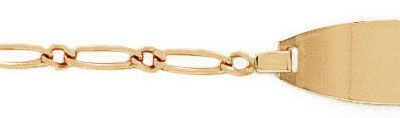  Bracelet identit&eacute; maille figaro altern&eacute;e pour b&eacute;b&eacute; en Or Jaune 750/1000. Largeur de la maille : 1,9mm, longueur : 14cmAnneau interm&eacute;diaire &agrave; 12,5 cm