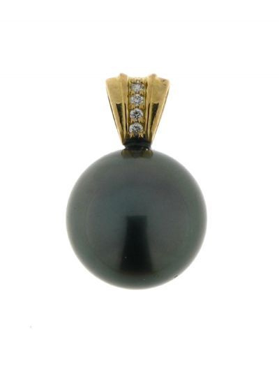 Pendentif Or  Perle de Tahiti et Diamants