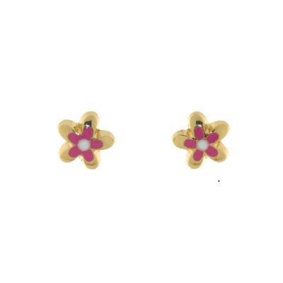 Boucles d'oreilles Or Fleurs �maill�es