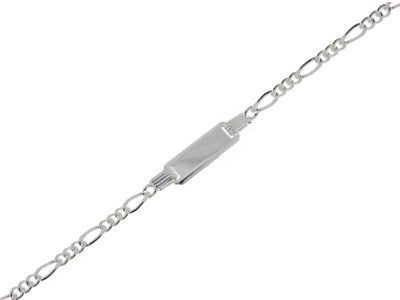  Bracelet Identit&eacute; en Argent 925/1000 pour enfant
Maille figaro altern&eacute;e 1.3 de 2mm de large
Longueur du bracelet : 16cm

Attention : petite plaque ne permettant la gravure que de 7 caratc&egrave;res au maximum par face.