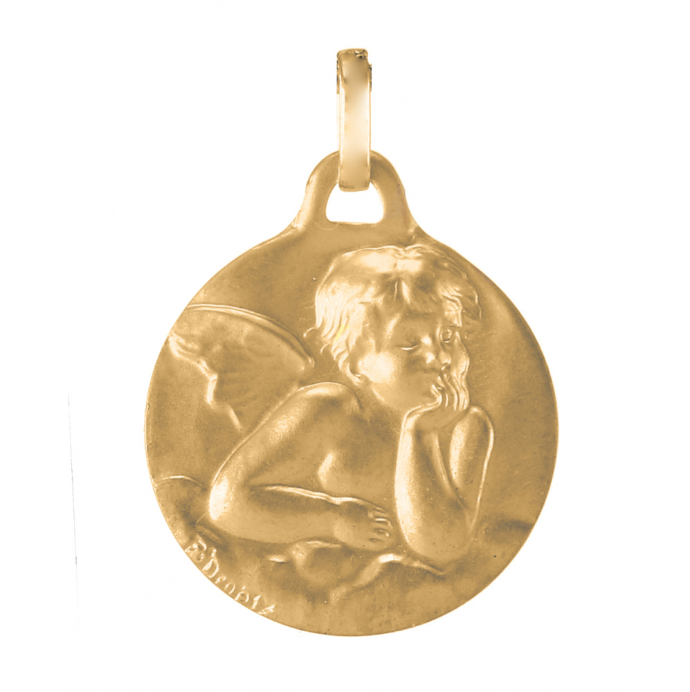 M�daille bapt�me ange en Or 750