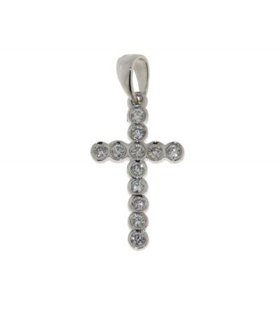 Pendentif Croix Diamant Or Blanc