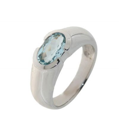 Bague Or Blanc Aigue Marine