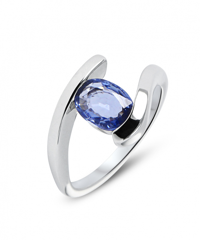 Bague Or Blanc Saphir