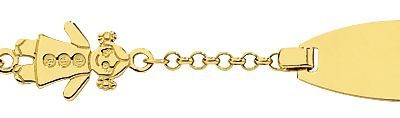 Gourmette b�b� Or Jaune Motif Fille 1.6mm 14cm