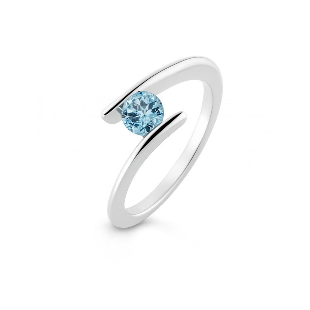 Bague Argent Topaze Bleue Trait�e