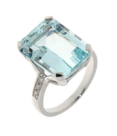 Bague Or Blanc Aigue Marine
