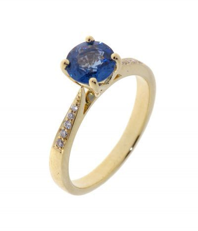 Bague Or Blanc Saphir et Diamants