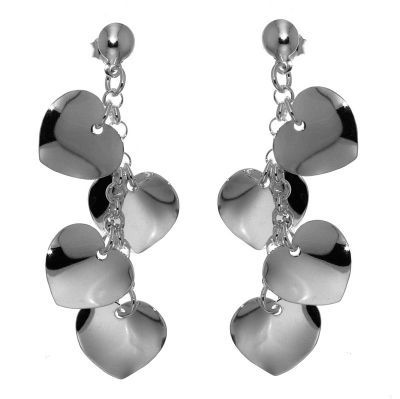 Boucles d'oreilles Argent Pendantes Coeurs
