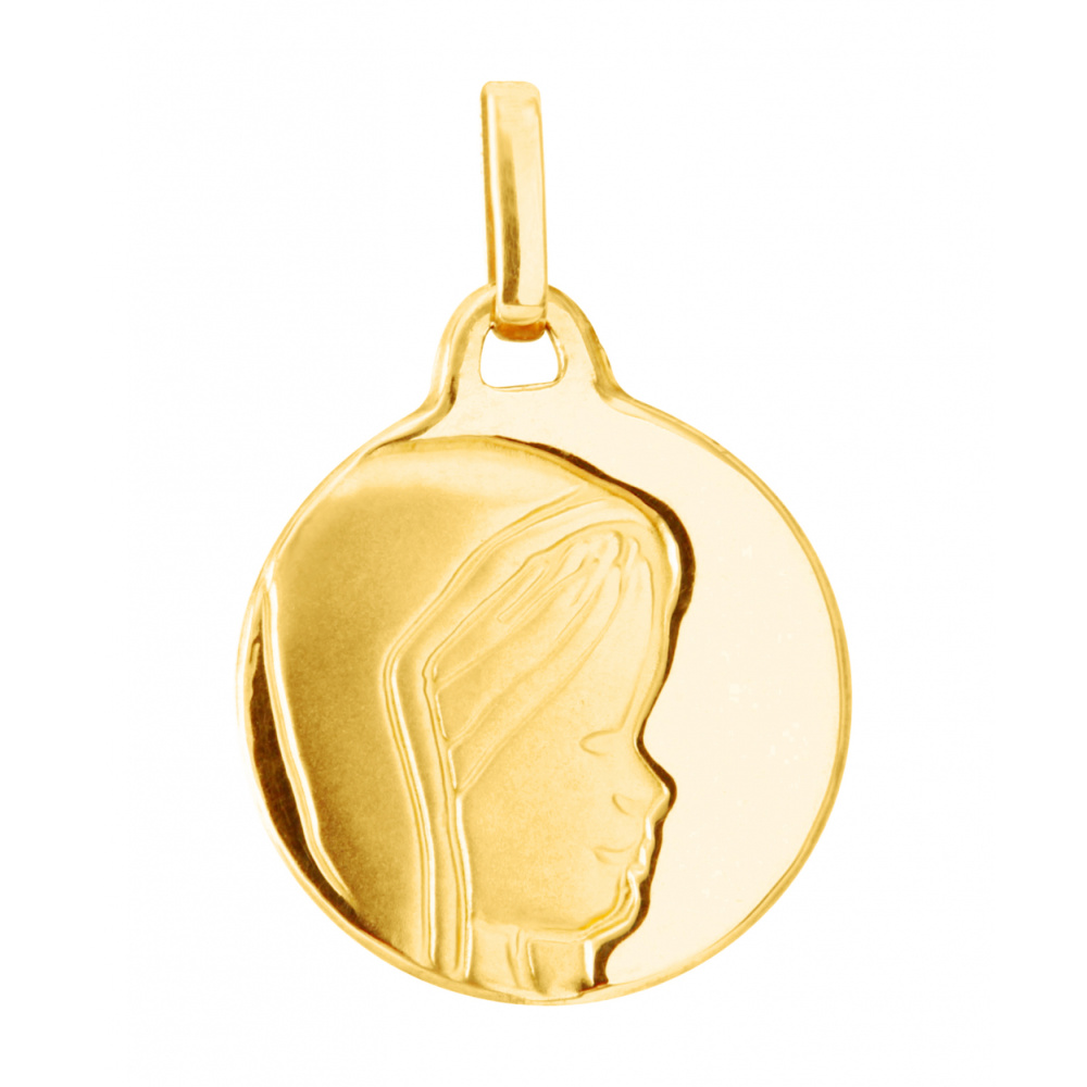 M�daille bapt�me vierge en Or jaune 750