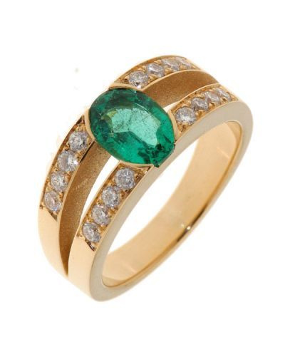 Bague Or Jaune Emeraude et Diamants