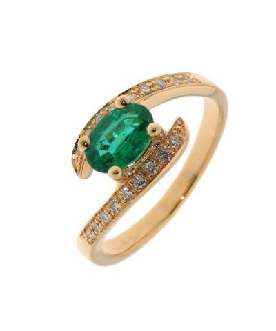 Bague Or Jaune Emeraude et Diamants 