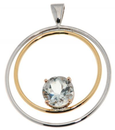 Pendentif  2 Ors Aigue Marine