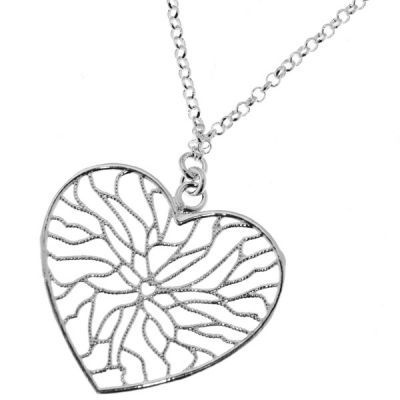 Collier Argent Coeur Filigran�