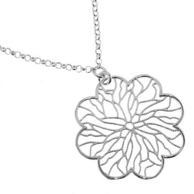 Collier Argent Fleur filigran�e