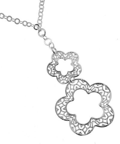 Collier Argent Fleurs filigran�es