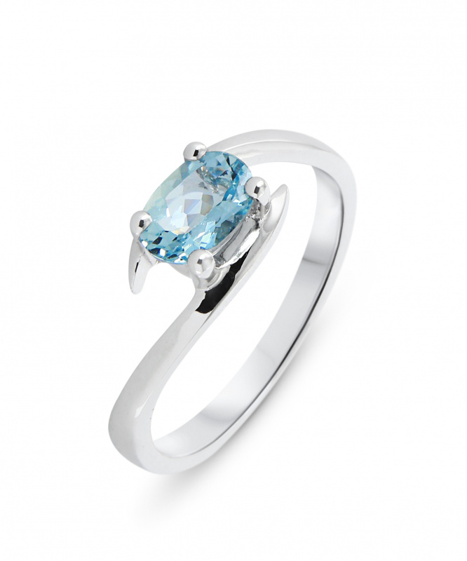 Bague Or Blanc Aigue Marine