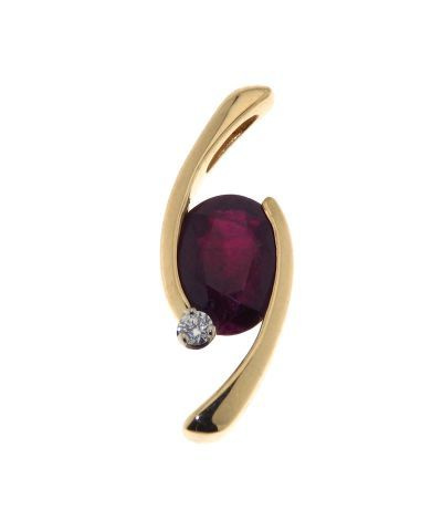 Pendentif Or Jaune Rubis et diamant