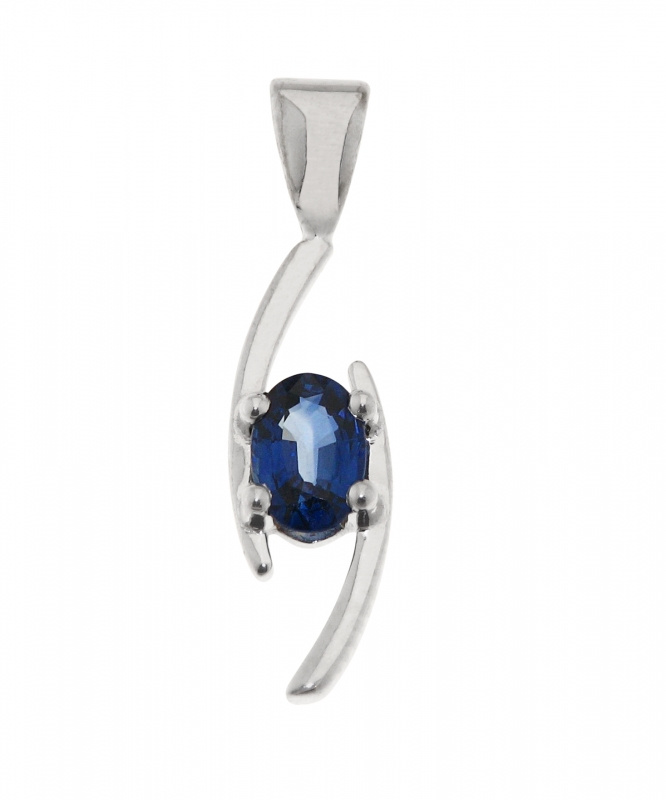 Pendentif Or Blanc Saphir