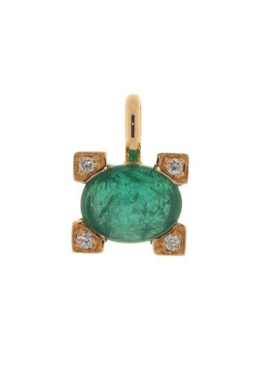 Pendentif Emeraude cabochon et Diamants en Or