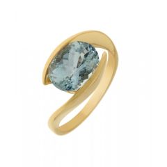Bague Aigue Marine 10x8mm Corps croisé