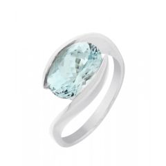 Bague Aigue Marine Ovale Or Blanc