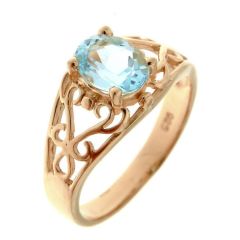 Bague Arabesque ermeil Topaze bleue traitée
