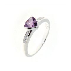 Bague Argent Améthyste Triangulaire et Oxyde