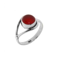 Bague Argent Cornaline Ronde 8mm