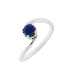 Bague Argent Corps Croisé Lapis Lazuli Rond 5mm