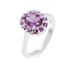 Bague Argent et Améthystes forme marquise