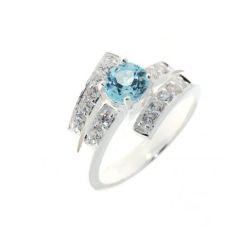 Bague Argent Topaze Bleue Traitée et Oxyde