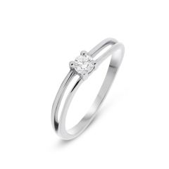 Bague Diamant Or Blanc Corps Ondulé