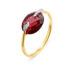 Bague Grenat Dome 8x6mm Or Jaune 750