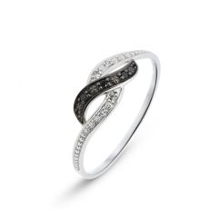 Bague Or 750 2 tons Diamant Blancs & Noirs