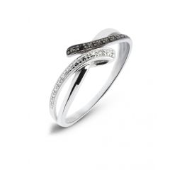 Bague Or 750 2 tons Diamant Blancs & Noirs