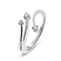 Bague Or Blanc 750 Diamant 3 branches 0.12 carat