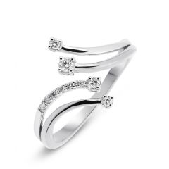 Bague Or Blanc 750 Diamant 4 branches 0.12 carat