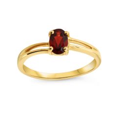 Bague Or Jaune 375 Grenat Ovale 6x4mm et Diamant