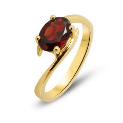 Bague Or Jaune 750 Grenat Ovale 8x6mm