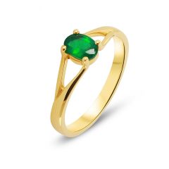 Bague Or Jaune Emeraude Ovale 7x5mm