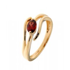 Bague Or Jaune Grenat Ovale 6x4mm